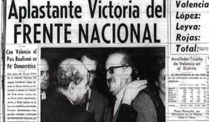 Publicación victoria Frente Nacional. Imagen de Timetoast.com